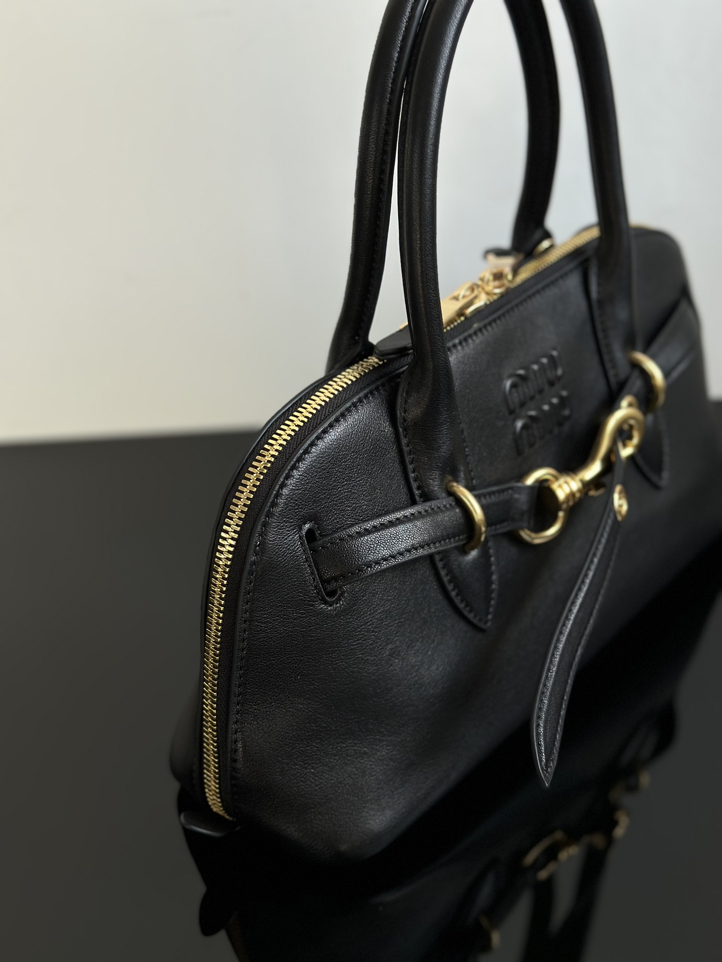 MIU MIU Medium Aventure nappa leather top-handle bag Black