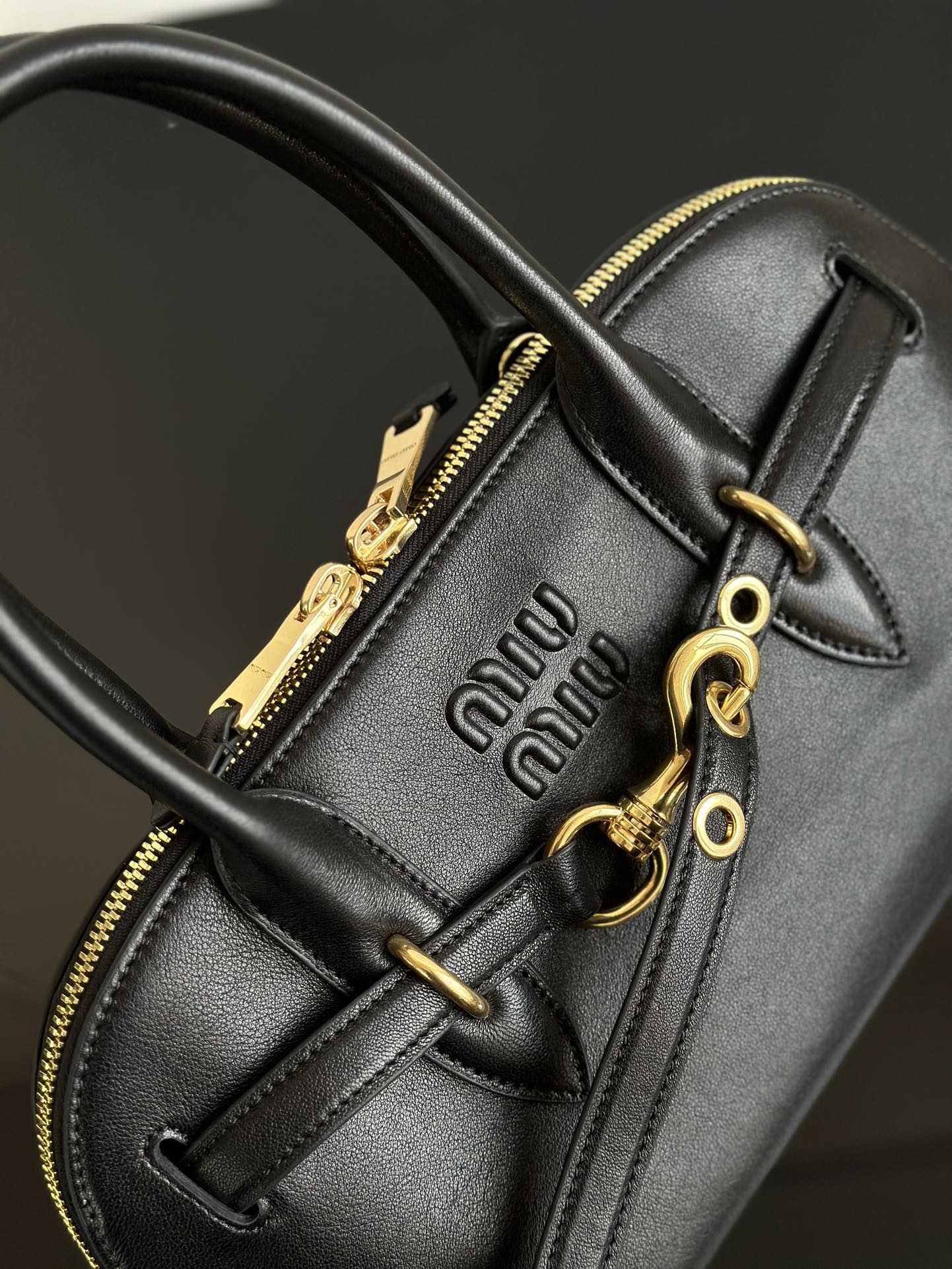 MIU MIU Medium Aventure nappa leather top-handle bag Black