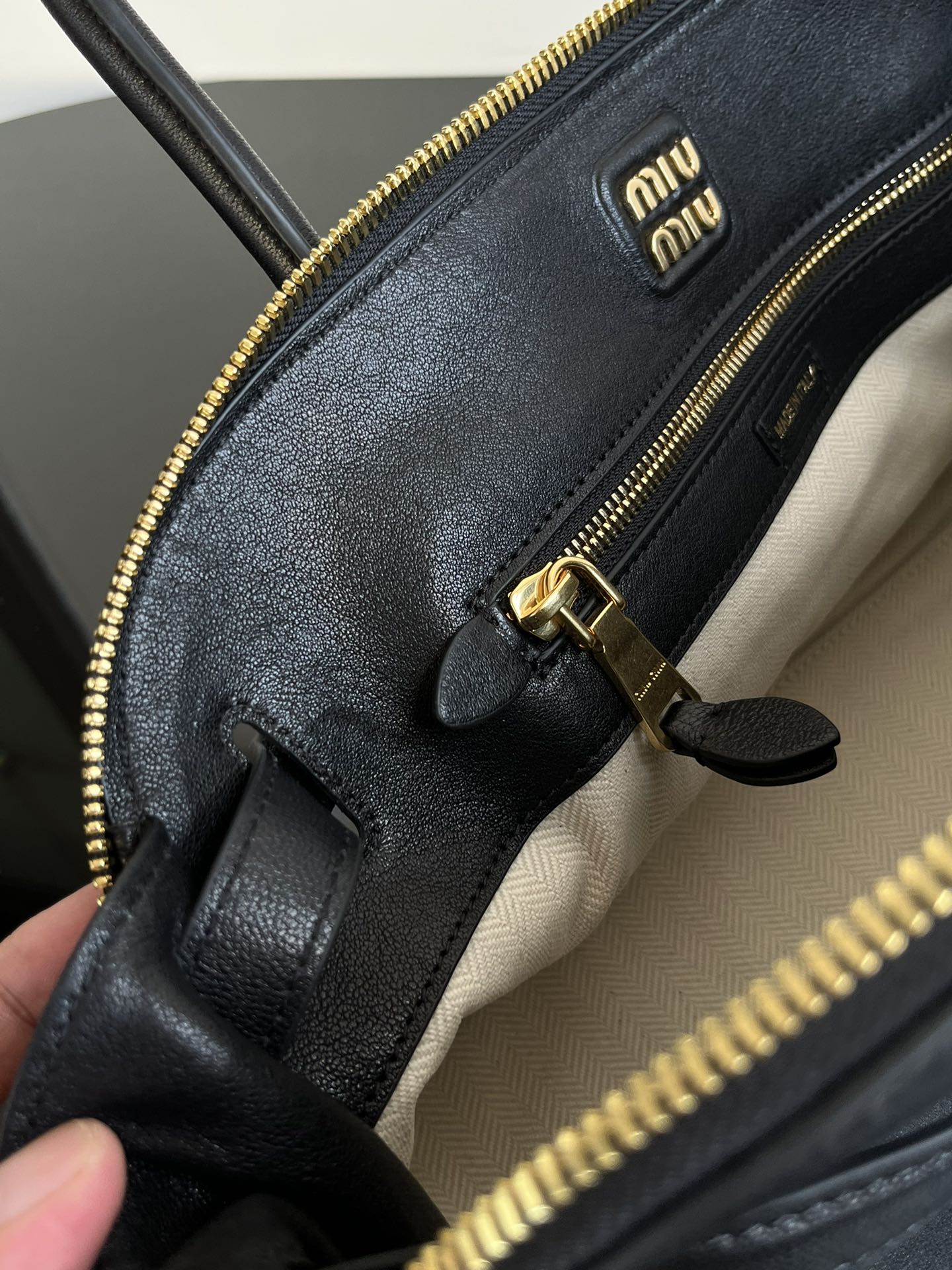 MIU MIU Medium Aventure nappa leather top-handle bag Black