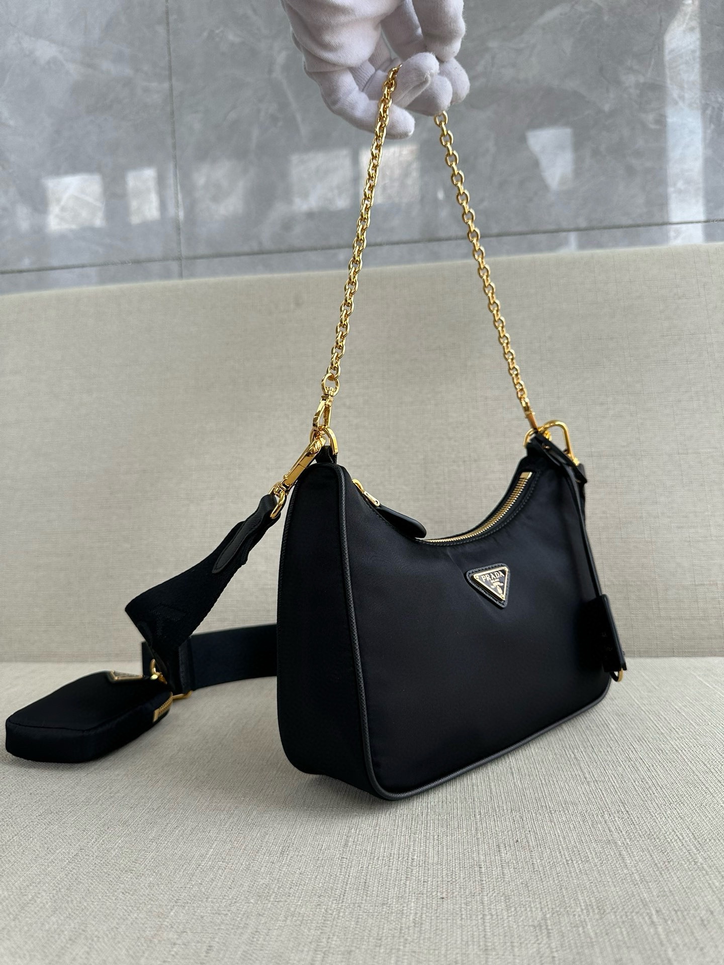 PRADA Re-Edition 2005 Re-Nylon bag Black/Gold Hardware