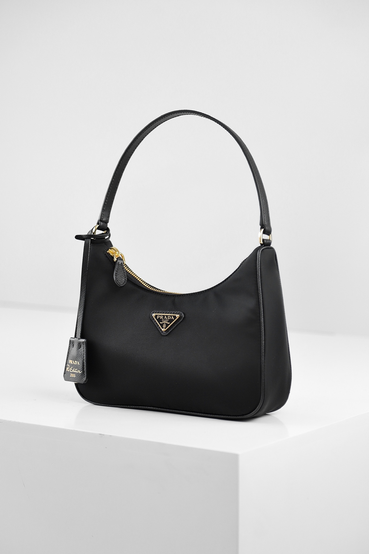 PRADA Re-Edition 2005 Re-Nylon and Saffiano mini bag Black/Gold Hardware