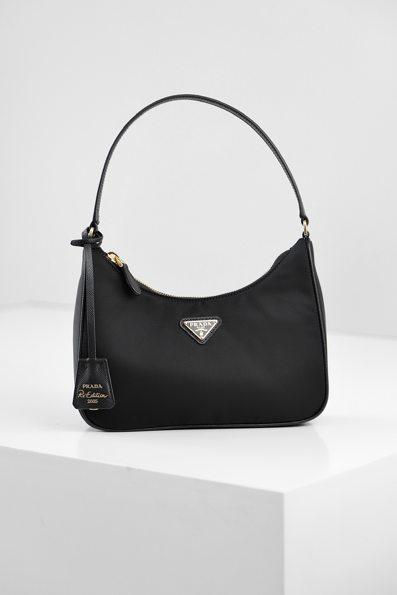 PRADA Re-Edition 2005 Re-Nylon and Saffiano mini bag Black/Gold Hardware