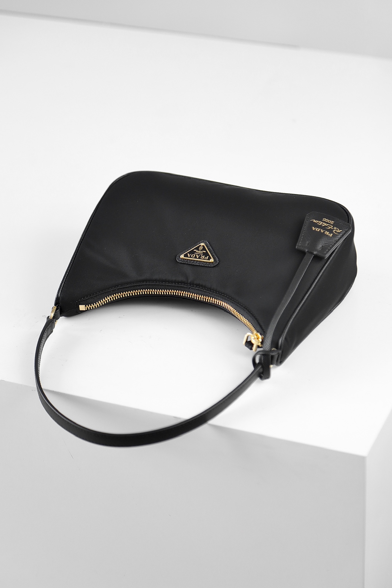 PRADA Re-Edition 2005 Re-Nylon and Saffiano mini bag Black/Gold Hardware