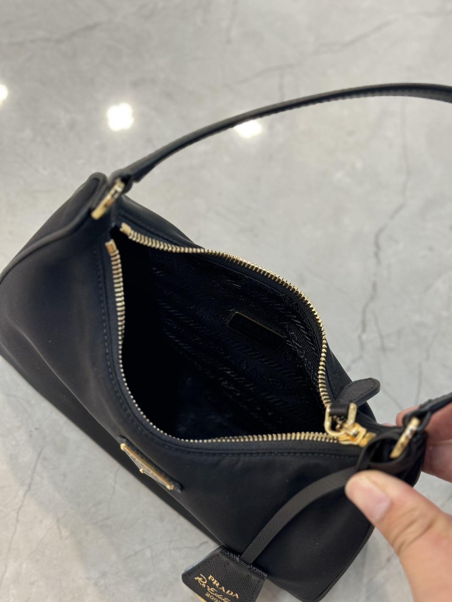 PRADA Re-Edition 2005 Re-Nylon and Saffiano mini bag Black/Gold Hardware