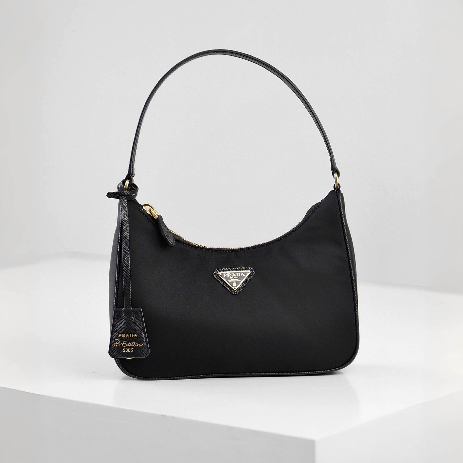 PRADA Re-Edition 2005 Re-Nylon and Saffiano mini bag Black/Gold Hardware