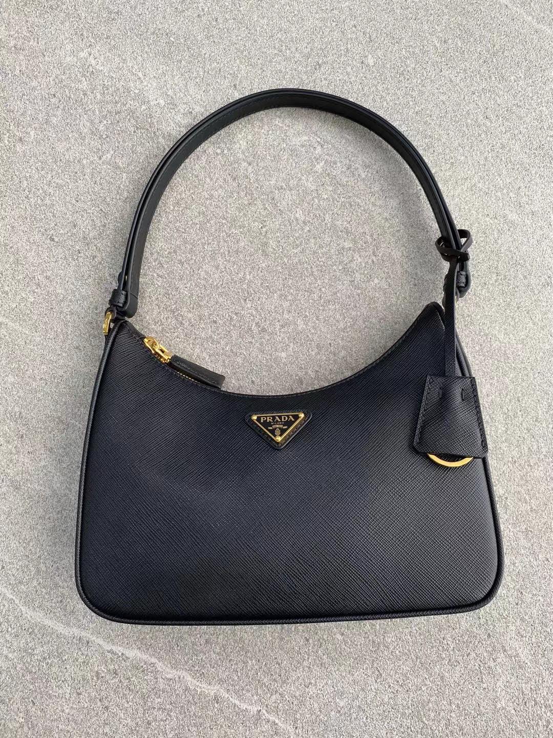 PRADA Re-Edition Saffiano leather mini bag Black/Gold Hardware