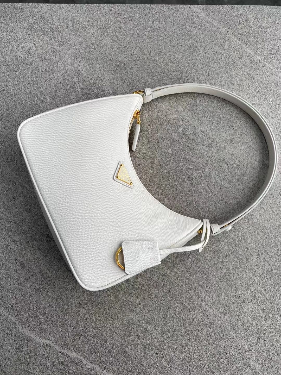 PRADA Re-Edition Saffiano leather mini bag White/Gold Hardware