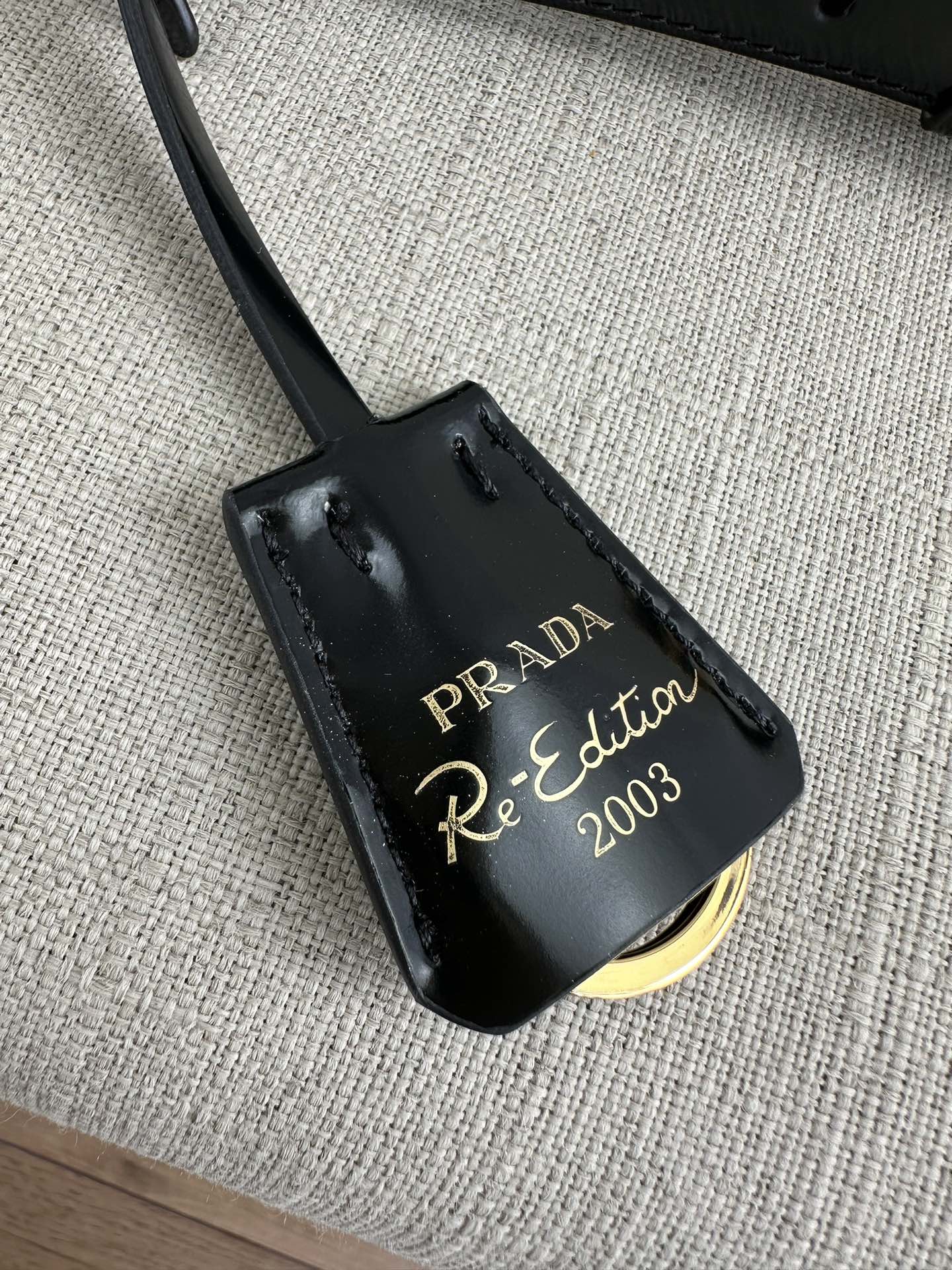 PRADA Re-Edition 2002 Re-Nylon and brushed leather shoulder bag Black/Gold Hardware