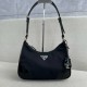 PRADA Re-Edition 2002 Re-Nylon and brushed leather shoulder bag Black/Gold Hardware