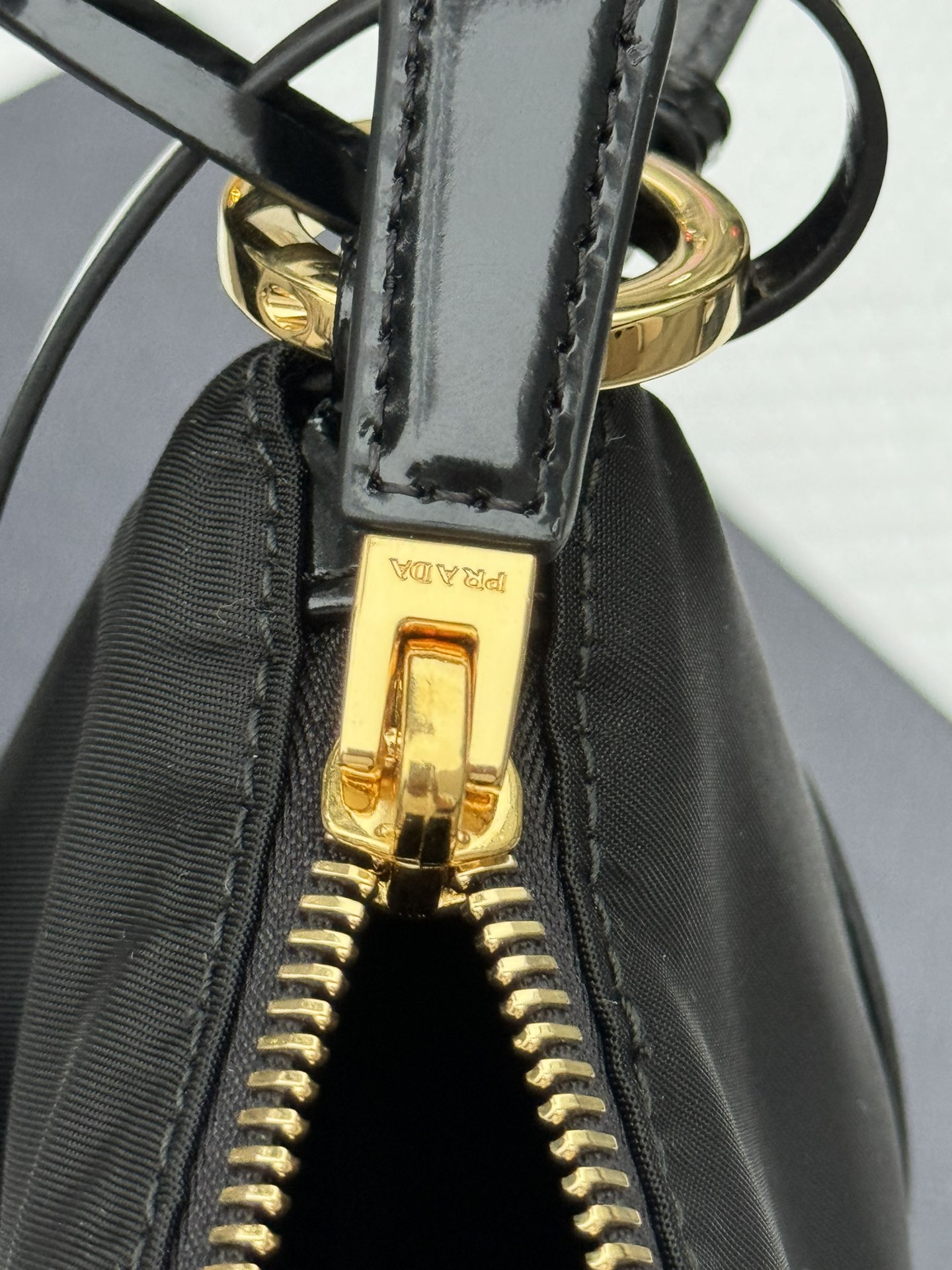 PRADA Re-Edition 2002 Re-Nylon and brushed leather shoulder bag Black/Gold Hardware