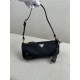 PRADA Re-Edition 2002 Re-Nylon and brushed leather shoulder bag Black/Gold Hardware