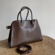 THE ROW Soft Margaux 15 Bag in Leather Brown/Silver Hardware