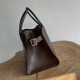 THE ROW Soft Margaux 15 Bag in Leather Brown/Silver Hardware