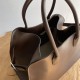 THE ROW Soft Margaux 15 Bag in Leather Brown/Silver Hardware