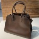 THE ROW Soft Margaux 15 Bag in Leather Brown/Silver Hardware