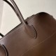 THE ROW Soft Margaux 15 Bag in Leather Brown/Silver Hardware