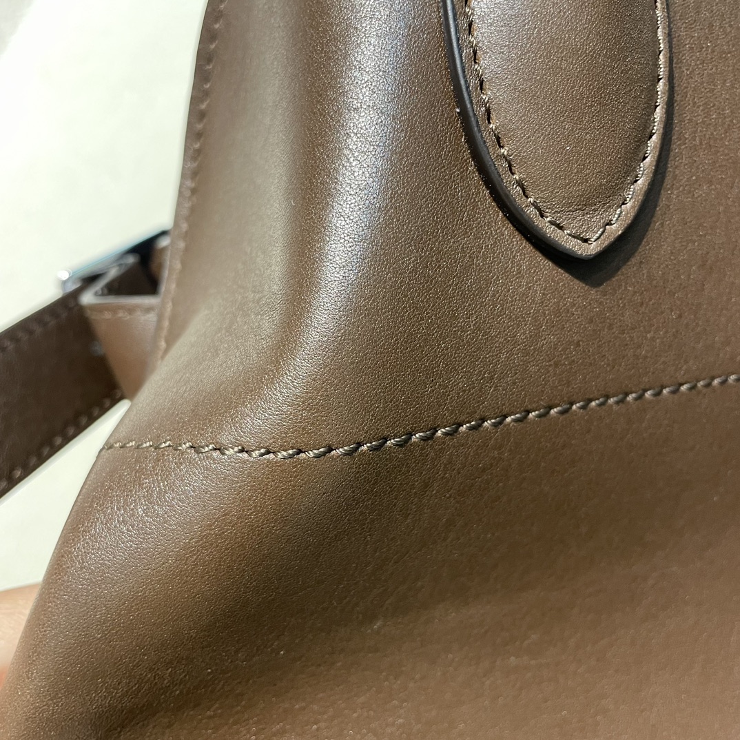 THE ROW Soft Margaux 15 Bag in Leather Brown/Silver Hardware