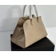 THE ROW Soft Margaux 15 Bag in Leather Dark Taupe/Silver Hardware