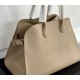 THE ROW Soft Margaux 15 Bag in Leather Dark Taupe/Silver Hardware