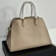 THE ROW Soft Margaux 15 Bag in Leather Dark Taupe/Silver Hardware