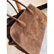 THE ROW Soft Margaux 15 Bag in Suede Mocha/Gold Hardware