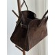 THE ROW Soft Margaux 15 Bag in Suede Mocha/Gold Hardware