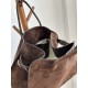 THE ROW Soft Margaux 15 Bag in Suede Mocha/Gold Hardware