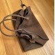 THE ROW Soft Margaux 15 Bag in Suede Mocha/Gold Hardware