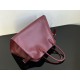 THE ROW Soft Margaux 15 Bag in Leather Burgundy/Silver Hardware