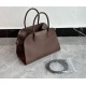 THE ROW Soft Margaux 12 Bag in Leather Brown/Silver Hardware