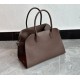 THE ROW Soft Margaux 12 Bag in Leather Brown/Silver Hardware