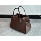 THE ROW Soft Margaux 12 Bag in Leather Brown/Silver Hardware