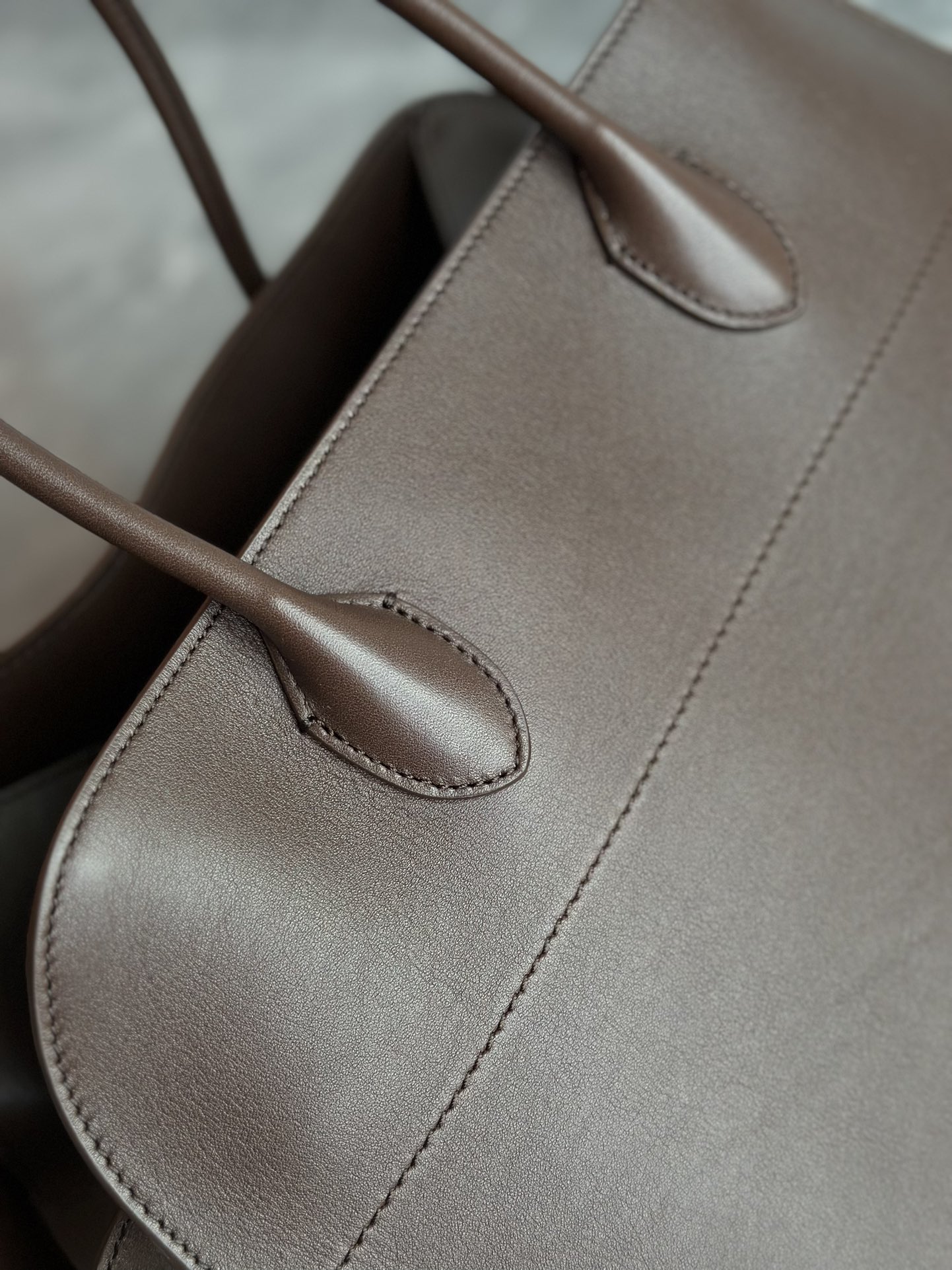 THE ROW Soft Margaux 12 Bag in Leather Brown/Silver Hardware