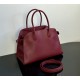 THE ROW Soft Margaux 12 Bag in Leather Burgundy/Silver Hardware