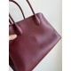 THE ROW Soft Margaux 12 Bag in Leather Burgundy/Silver Hardware