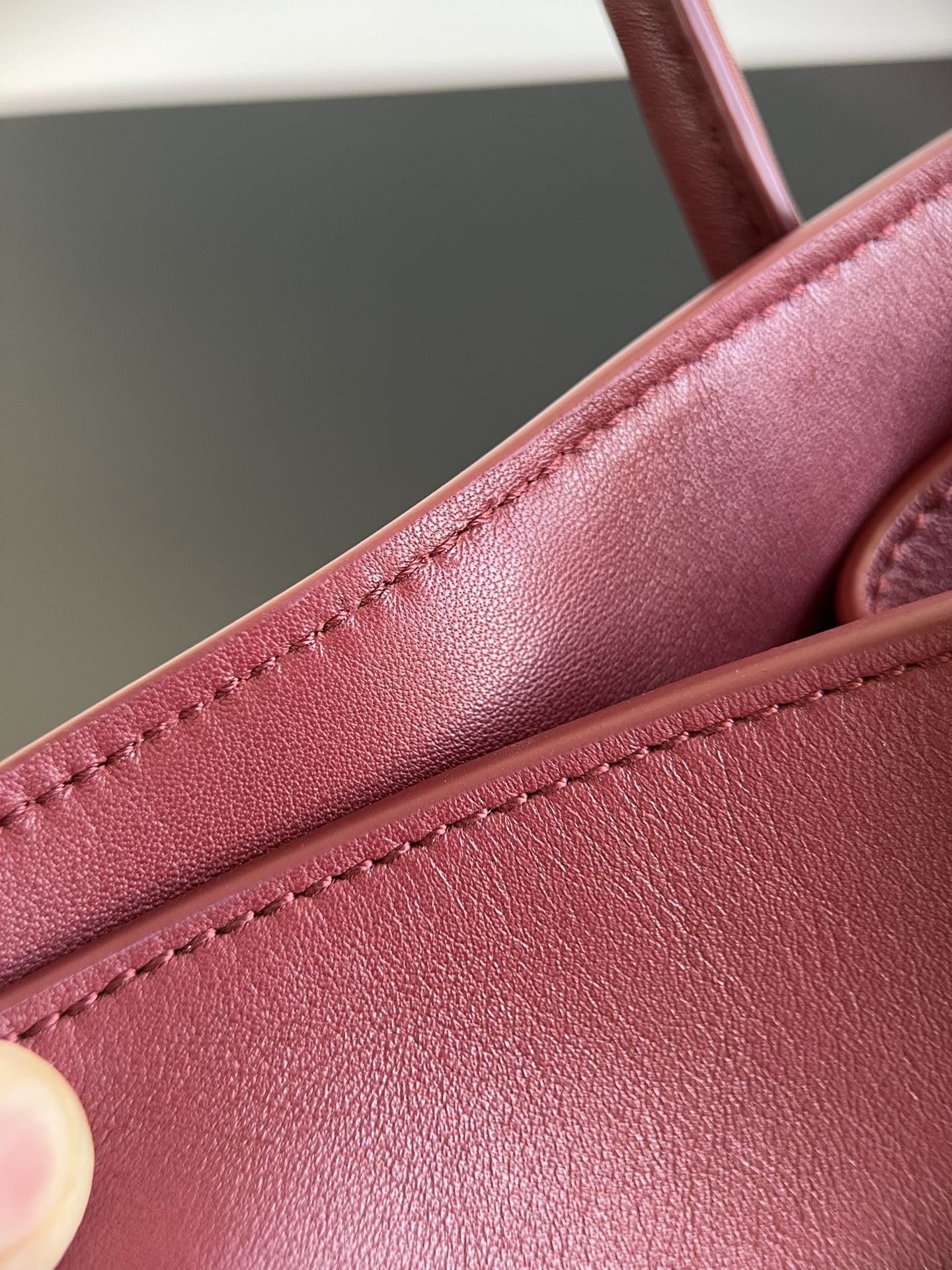 THE ROW Soft Margaux 12 Bag in Leather Burgundy/Silver Hardware