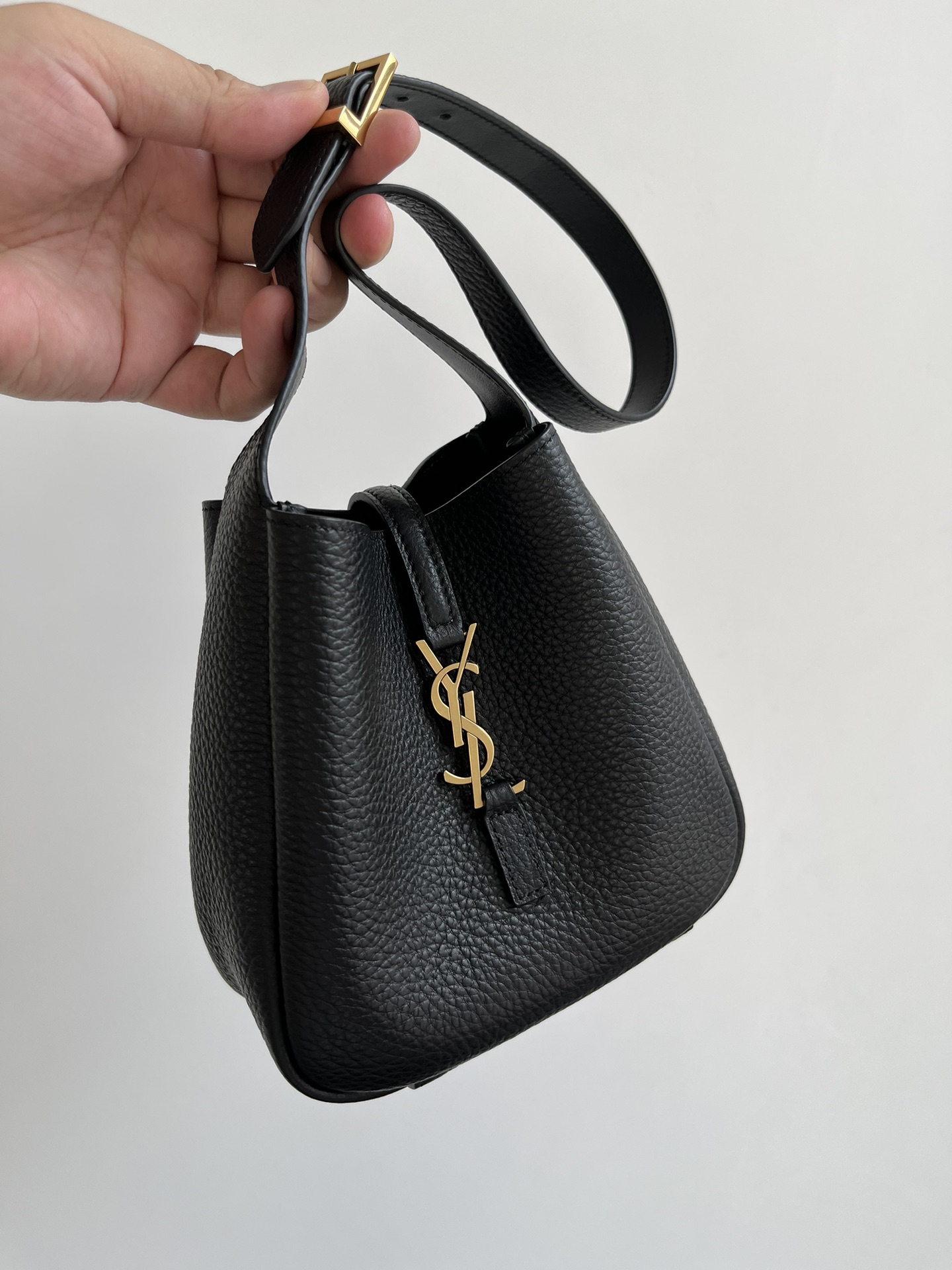 SAINT LAURENT LE 5 À 7 supple baby bag in grained leather Black