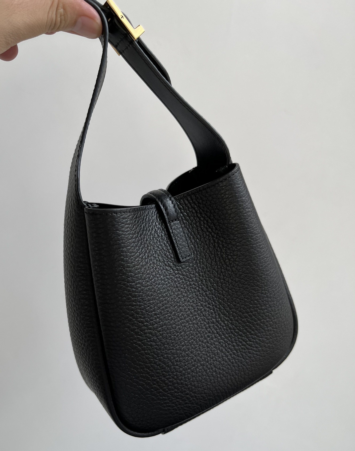 SAINT LAURENT LE 5 À 7 supple baby bag in grained leather Black