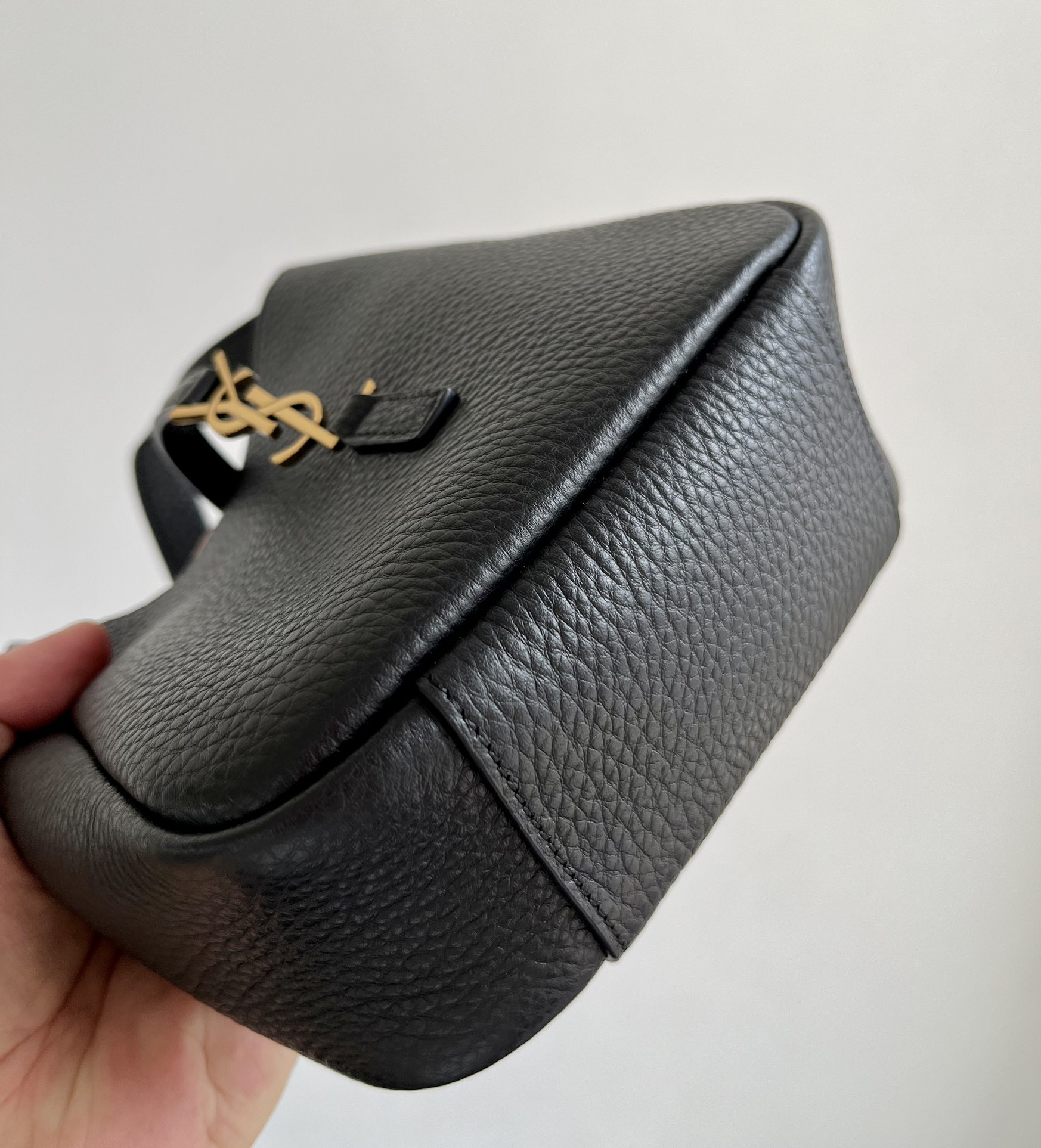 SAINT LAURENT LE 5 À 7 supple baby bag in grained leather Black