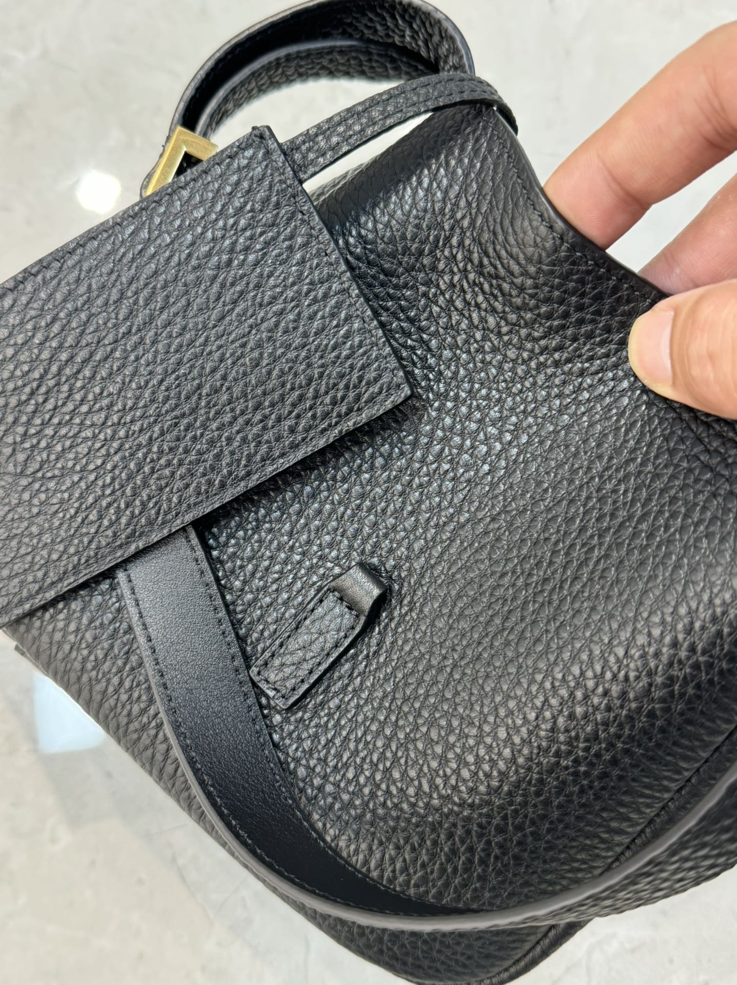 SAINT LAURENT LE 5 À 7 supple baby bag in grained leather Black